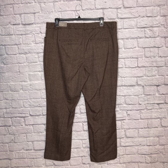 New Maurices 20 Short Brown Glen Plaid Check Stretch Slim Boot Dress Work Pants - Picture 3 of 5